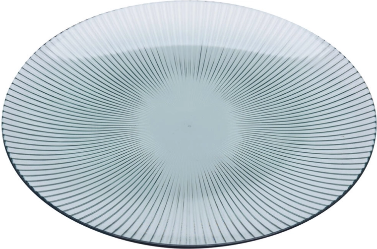 Okrągła taca do serwowania w paski 25 cm, przezroczysty plastik