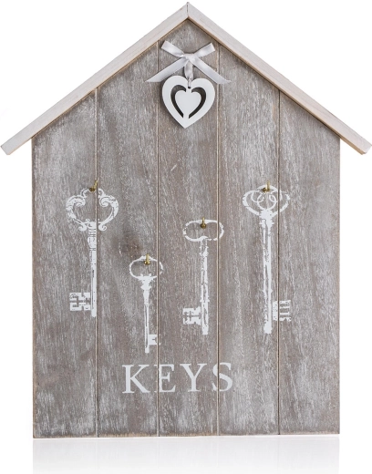 Wisząca półka na klucze HEART z MDF 34 × 29,5 × 2 cm