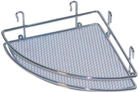 Narożna półka łazienkowa z chromowanej siatki 18 × 18 × 5 cm