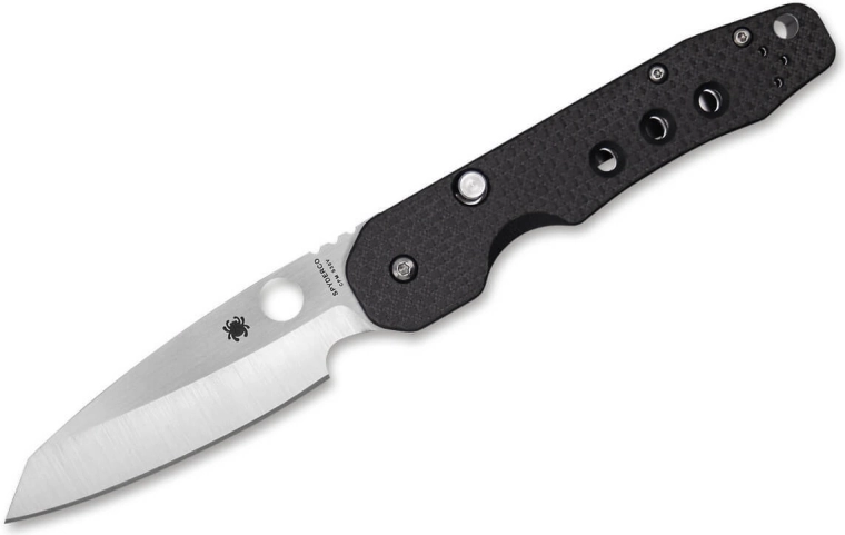 Spyderco Smock składany nóż kieszonkowy 8,6 cm, satyna, czarny, włókno węglowe/G10