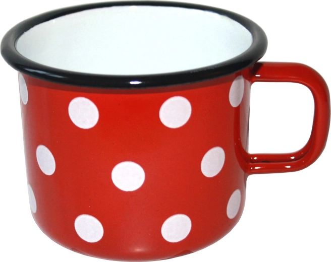 Emaliowany kubek w kropki 0,25 l, czerwony