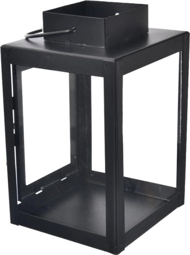 Dekoracyjna metalowa latarenka czarna 16 cm