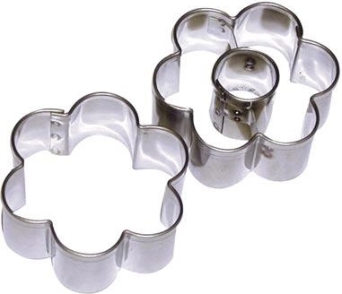 Nierdzewne wykrawaczki kwiat ze środkiem 4 cm, zestaw 2 szt.