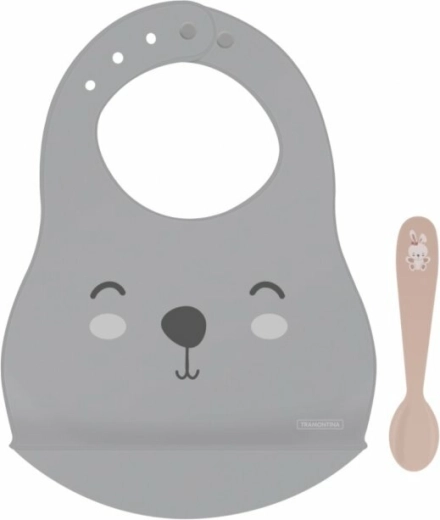 Silikonowy śliniak z łyżeczką Tramontina Le Petit, króliczek, różowy