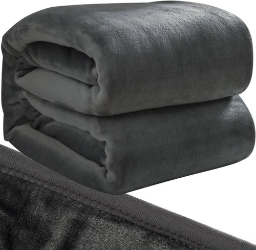 Miękki ciepły szary koc z mikropolaru 160 × 200 cm RUHHY