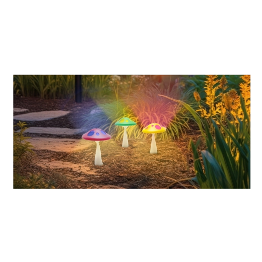 Solarny ogrodowy lampion grzybek z wielokolorowym oświetleniem LED 27 cm