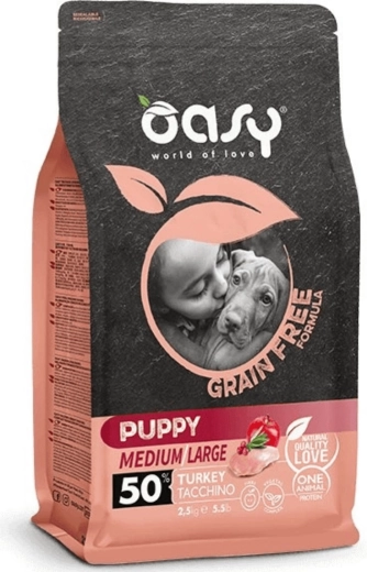 Oasy grain free pro szczenięta ras średnich i dużych z indykiem 2,5 kg