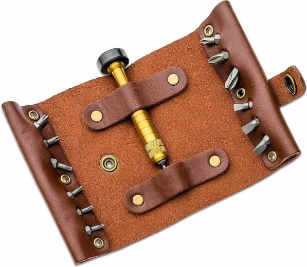 CRKT Hex Bit Driver zestaw podróżny ze skórzanym etui i 13 bitami