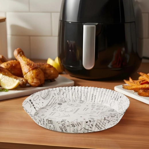 Papierowe foremki do pieczenia do frytkownicy beztłuszczowej, okrągłe 20 cm, 50 szt.