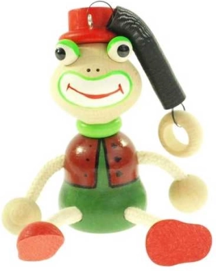 Żabek na sprężynie – drewniana zawieszana zabawka