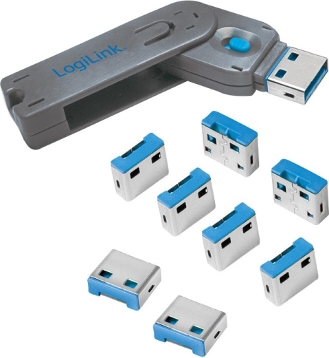 Blokady portów USB z kluczem - 8 szt.
