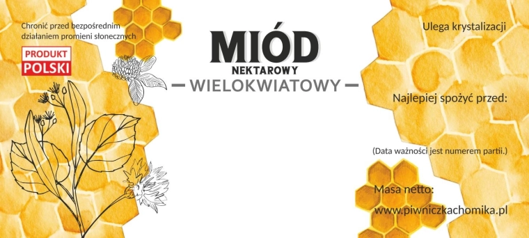 Zestaw etykiet na miód – nektarowy, 116 × 50 mm (100 szt.)