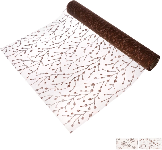 Bożonarodzeniowy bieżnik stołowy z poliamidu 500 × 30 cm brązowy mix