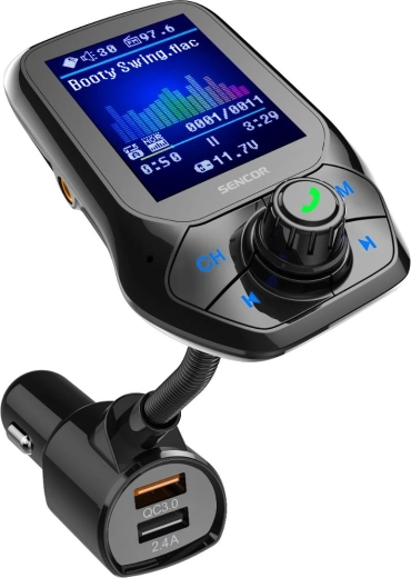 Samochodowy modulator Bluetooth FM Sencor z szybkim ładowaniem