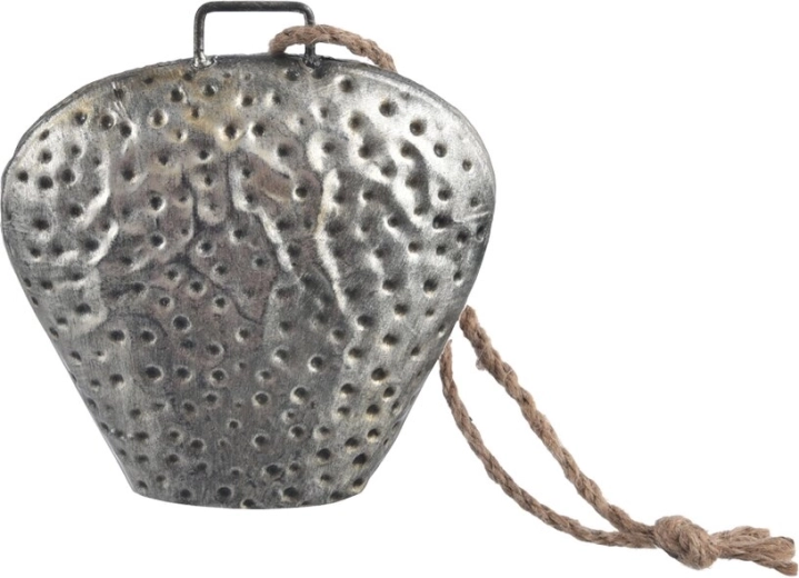 Wiszący metalowy dzwonek w kolorze srebrnym 15 cm