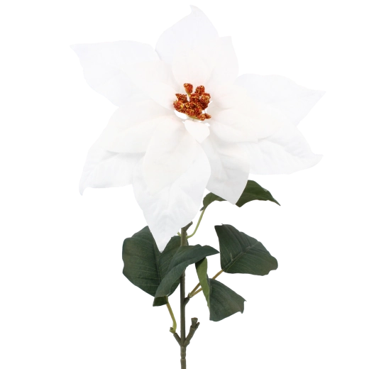 Sztuczna gałązka poinsecji 72 cm biała