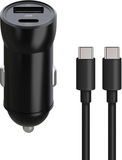 Maxlife ładowarka samochodowa MXCC-04 20 W z USB-C i USB + kabel USB-C do USB-C 60 W