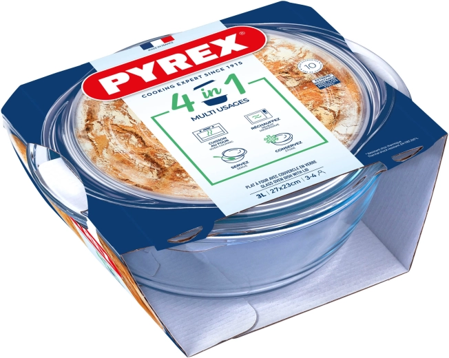 Okrągłe naczynie żaroodporne z pokrywą 3 l PYREX szkło