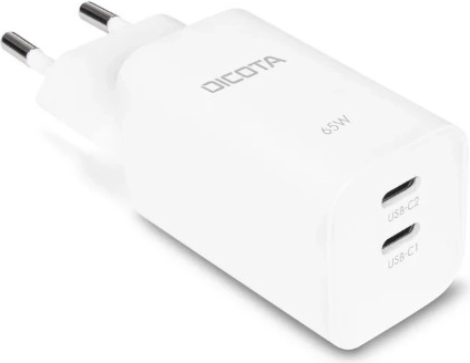 Biała ładowarka sieciowa GaN 65 W z 2× USB‑C (EU)