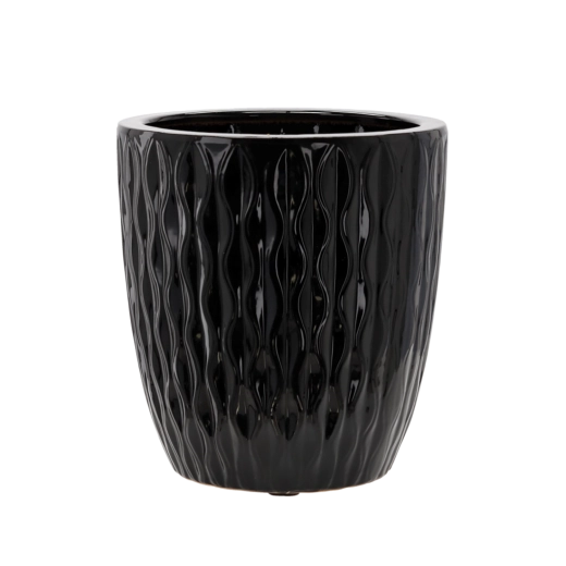 Ceramiczna osłona na donicę 32 × 32 × 35,5 cm czarny połysk