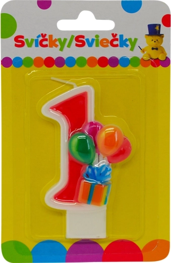 Urodzinowa świeczka z balonikami – cyfra 1