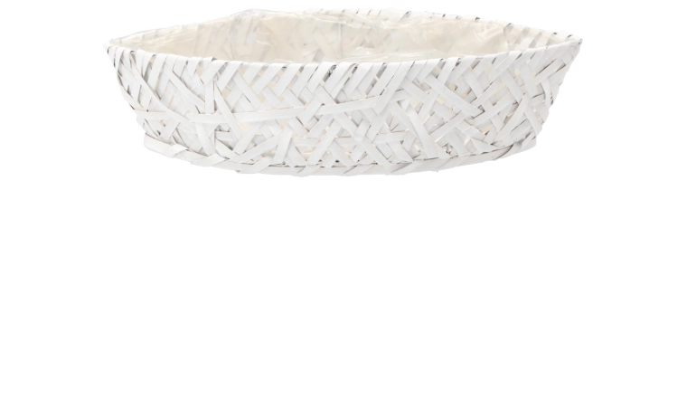 Drewniana osłonka na doniczkę w kształcie łódeczki 51 × 19 × 11 cm biała - 1 sztuka