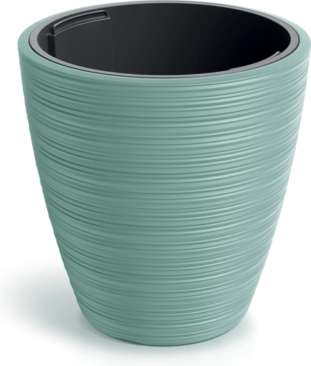 Plastowa donica Venas Round szałwiowa z wewnętrzną wkładką 30 cm