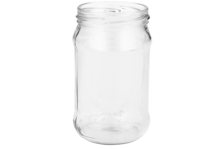 Szklany pojemnik 320 ml z szyjką 66 mm i czterema zaczepami