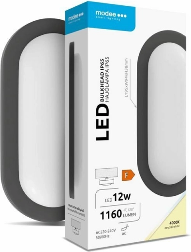 Modee LED owalna lampa ścienna/sufitowa 12 W 4000 K 1160 lm, czarna