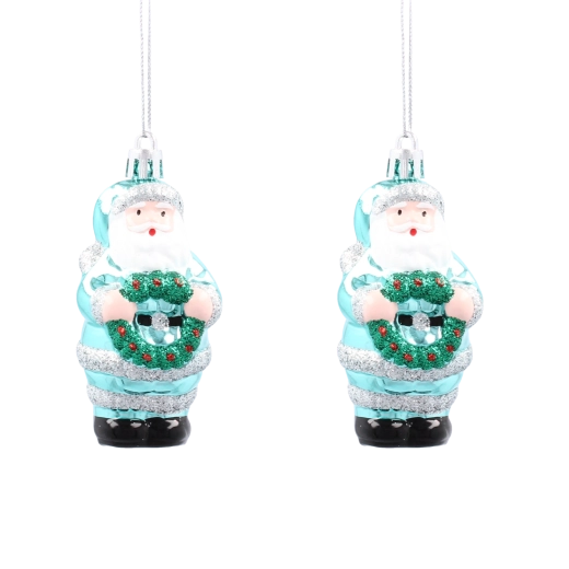 Zestaw świątecznych ozdób Mikołaj z wieńcem, 2 szt.