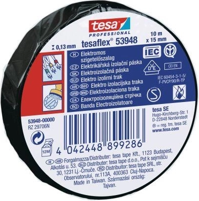Taśma elektroizolacyjna TESA 15 mm × 10 m, czarna