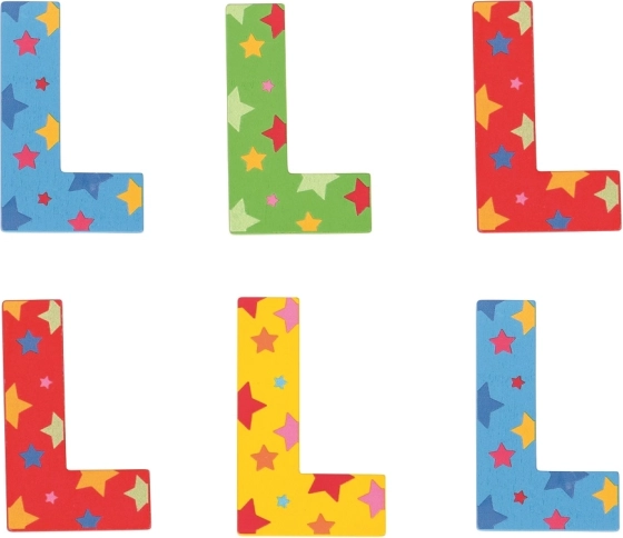 Drewniana literka L z gwiazdkami od Bigjigs Toys
