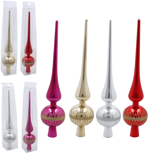 Szklany czubek na choinkę 28 cm