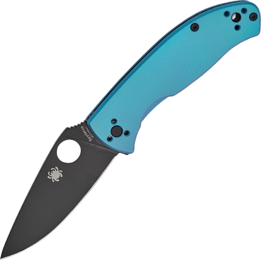 Nóż składany Spyderco Tenacious Blue, tytanowa rękojeść, czarne ostrze 8,5 cm