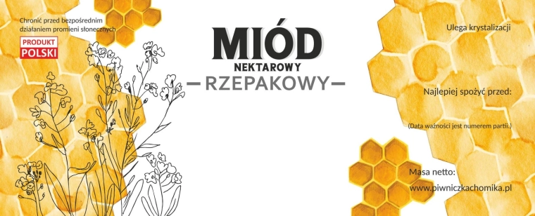 Zestaw etykiet na miód rzepakowy 154 × 60 mm – 100 szt.