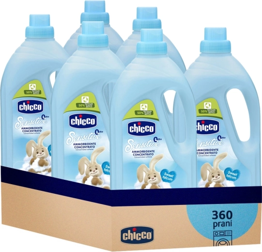 Chicco skoncentrowany płyn do płukania Baby Sensitive Słodki puder 1,5 l - 6 szt.