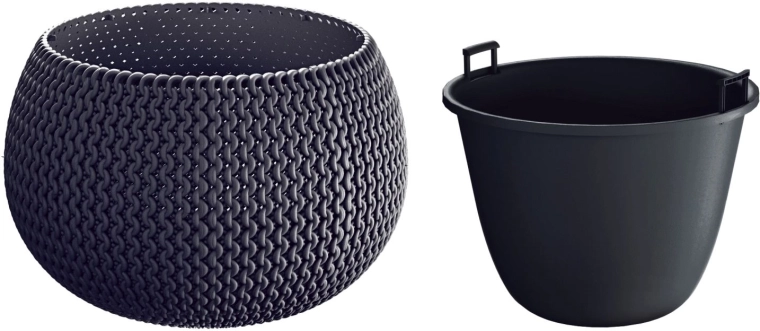 Donica Splofy Bowl z wkładem 37 cm antracyt