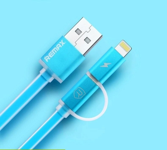 Remax Aurora kabel USB 2w1 1 m niebieski