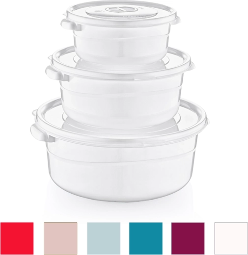 Zestaw okrągłych pojemników Mikrofresh 0,5 l, 1 l i 2 l