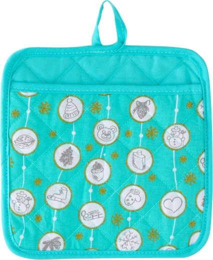 Świąteczna podkładka pod garnek Toro turkusowa 17 × 17 cm