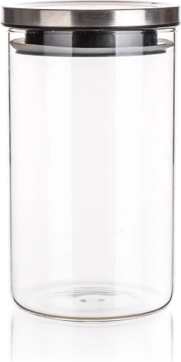 Szklany pojemnik FREIA okrągły 1,1 l z pokrywką ze stali nierdzewnej