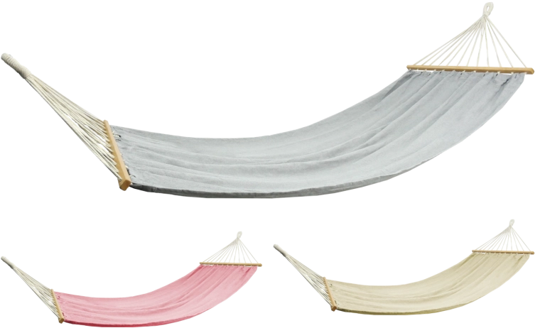 Hamak z drewnianymi rozpórkami 200 × 100 cm, udźwig 150 kg