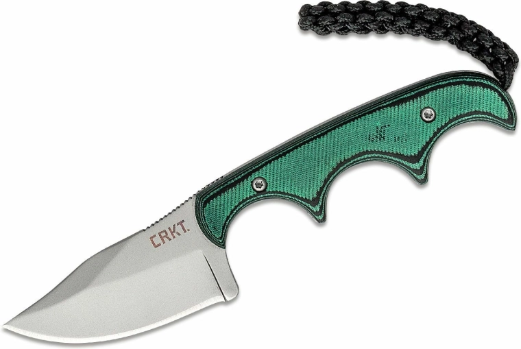 CRKT Minimalist Bowie – mały nóż na szyję 5,3 cm, zielono‑czarny, G10, pochwa