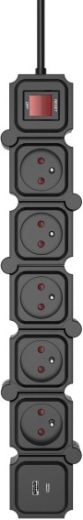 Modułowa listwa przepięciowa/przedłużacz 5× Schuko z USB-A/USB-C, 1,5 m