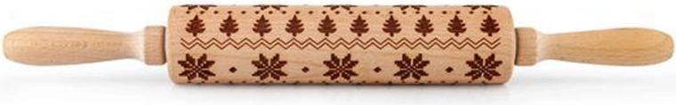 Drewniany wałek do embossingu z płatkami śniegu 19 cm
