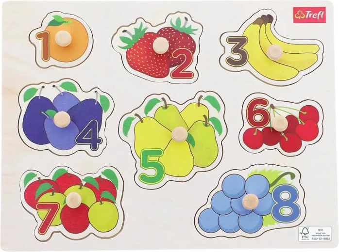 Drewniane puzzle OWOCE – 8 elementów