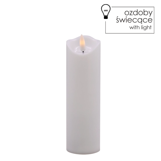 Biała świeca LED z migoczącym płomieniem 5 × 17,5 cm