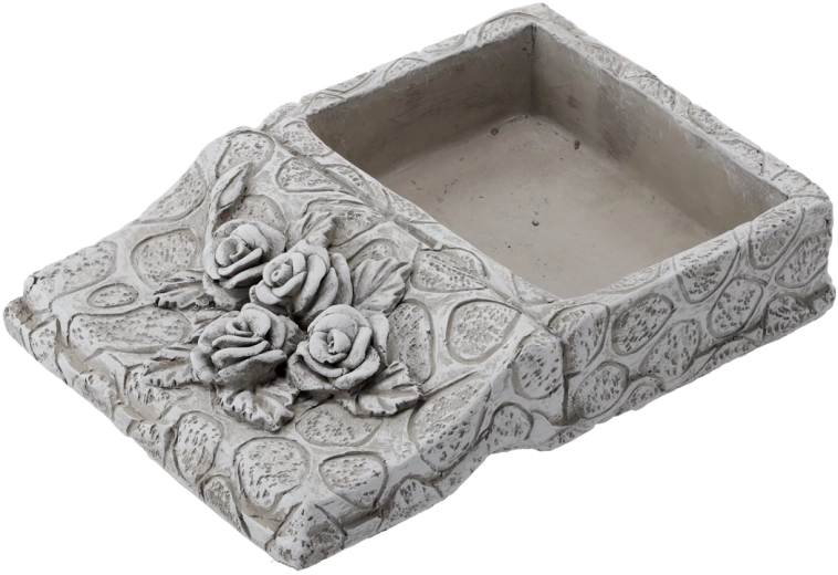 Cementowa doniczka w kształcie książki, szara 23,5 × 17 × 5 cm