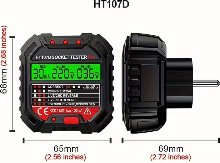 Tester napięcia gniazdka z LCD i testem RCD HABOTEST HT107D