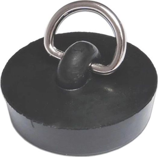 Gumowy korek do odpływu 39 mm, czarny z metalowym oczkiem